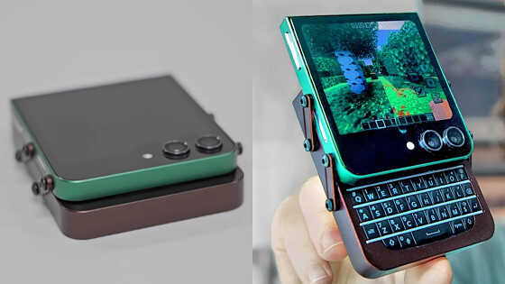 壊れた縦折り型スマホにBlackberryのキーボードを追加しつつスライド