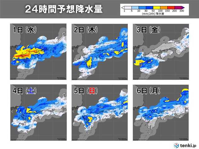 近畿は梅雨最盛期へ 7月2日(木)と5日(日)頃は広く雨 激しく降る恐れも