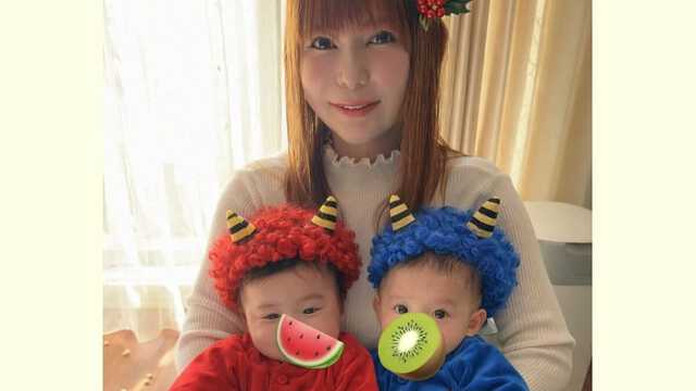 中川翔子 】節分迎えて双子が子鬼に「来年はママも鬼になりたいな