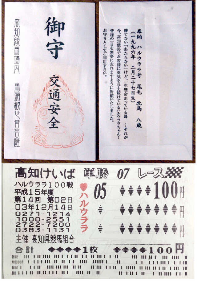 ハルウララ 馬券 高知競馬 武豊 単勝 競馬 お守り 汚れ多少有