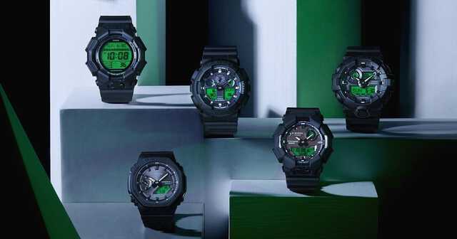 カシオ、ブラック基調にエレクトログリーンを配したG-SHOCK- 5機種|au