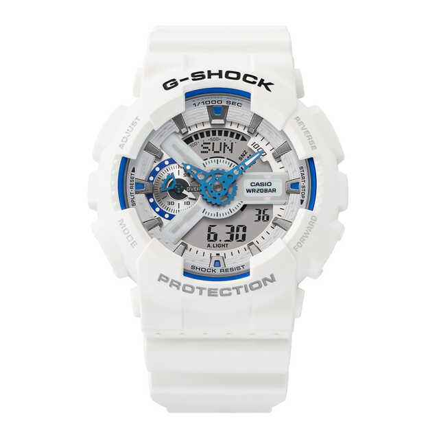 G-SHOCK ホワイト/ブルー 多機能時計（稼働品） まさに夏向けなG-SHOCK！ホワイトにブルーがアクセントになった
