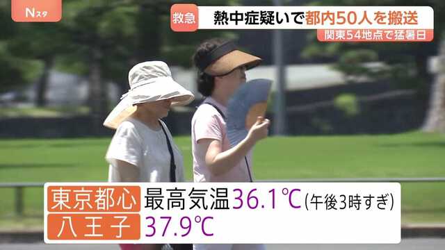 東京都心で今季初の「猛暑日」に 都内では男女50人が熱中症疑いで救急 