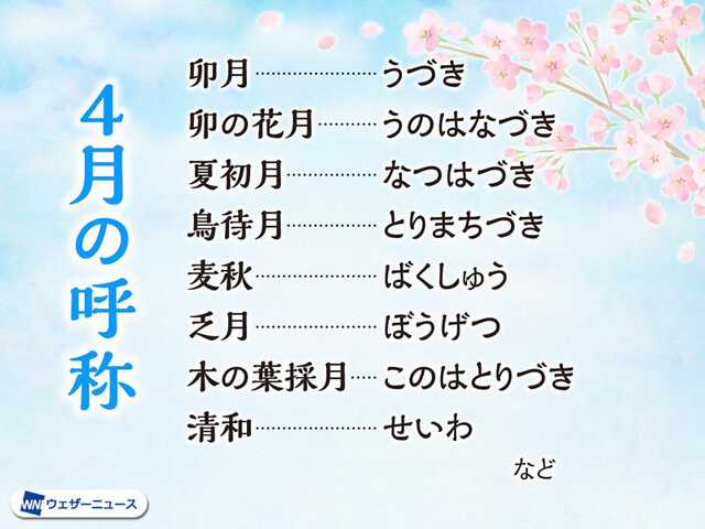「卯月」以外にもいろいろ 季節を感じる4月の呼称|au Webポータル国内ニュース