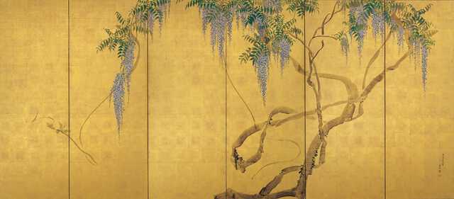作者不詳/春風景図/山水図/横物/燕子花/アヤメ図/掛軸/名家伝来/AD-655 作者不詳/春風景図/山水図/横物/カキツバタ図/燕子花/アヤメ図