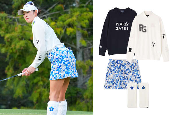 PEARLY GATES チェック柄セーター 0サイズ　原英莉花さん着用 全身11万円の勝負コーデ！ 原英莉花の“脱いでもかわいい”花柄