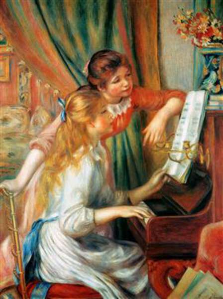 ルノワール　ピアノに寄る少女たち　絵画 ピアノを弾く二人の少女 ルノワール